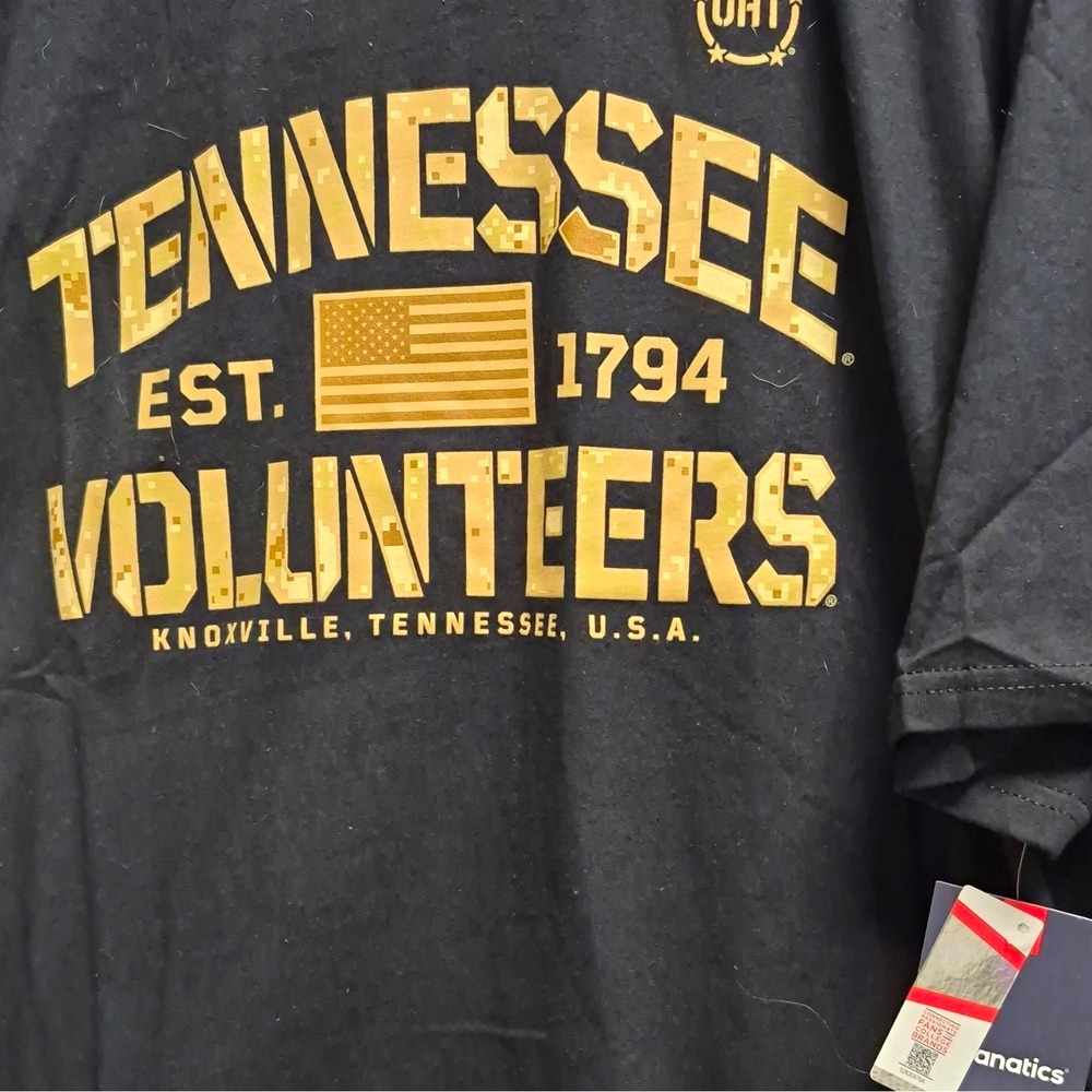 Fanatic Tennessee Volunteers College T-Shirt Black/Gold Adult Size 2XL new wtags